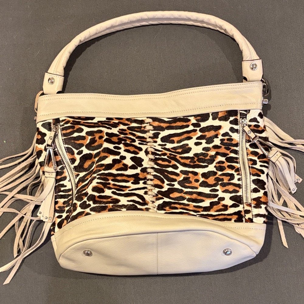 B. Makowsky Leopard and Cream Shoulder Bag